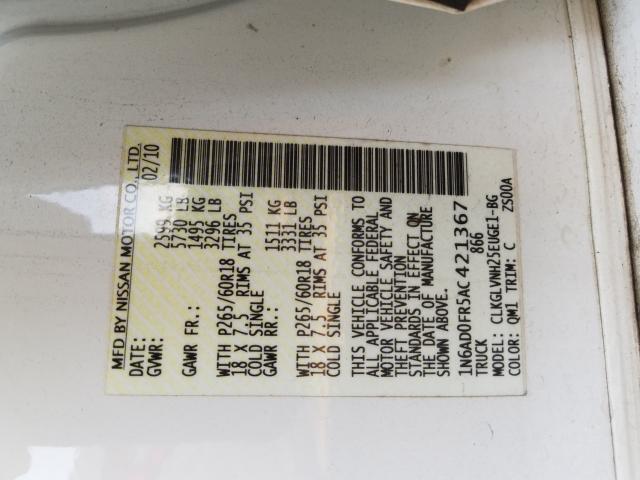 2010 NISSAN FRONTIER C 1N6AD0FR5AC421367
