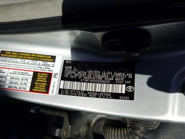 2012 TOYOTA CAMRY 4T1BF1FK2CU506055