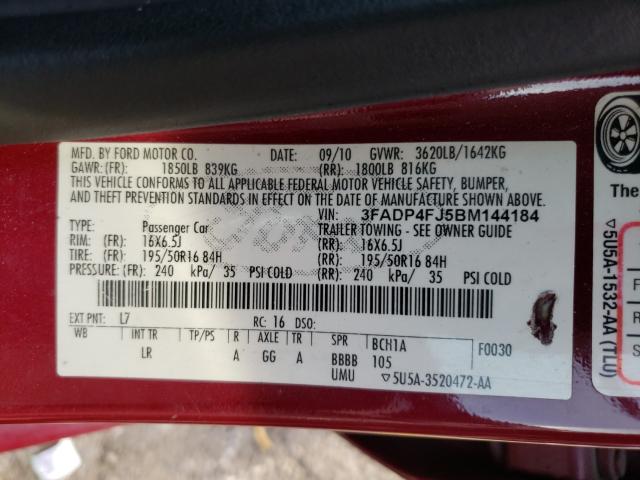 2011 FORD FIESTA SES 3FADP4FJ5BM144184