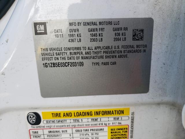 2012 CHEVROLET MALIBU LS 1G1ZB5E03CF203109