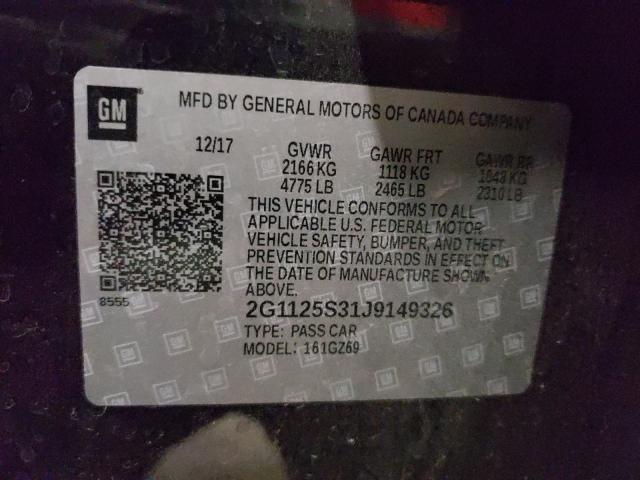 2018 CHEVROLET IMPALA 2G1125S31J9149326