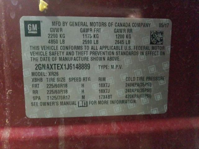 2018 CHEVROLET EQUINOX LT 2GNAXTEX1J6148889
