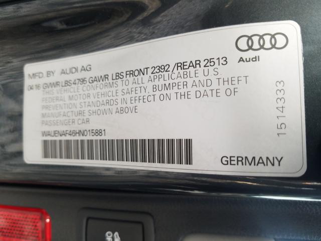 2017 AUDI A4 PREMIUM WAUENAF46HN015881