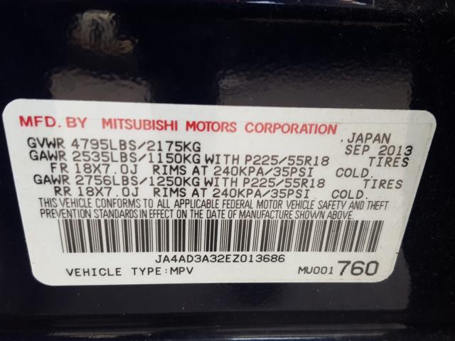 2014 MITSUBISHI OUTLANDER JA4AD3A32EZ013686