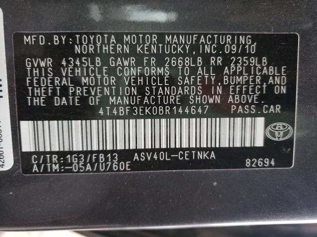 2011 TOYOTA CAMRY BASE 4T4BF3EK0BR144647