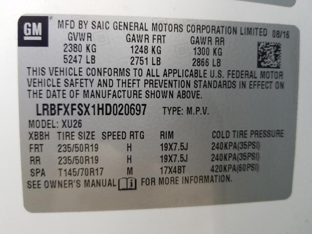 2017 BUICK ENVISION P LRBFXFSX1HD020697