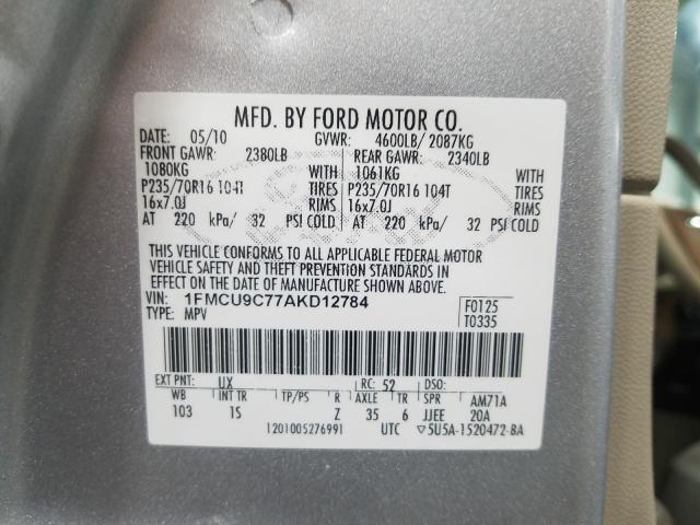 2010 FORD ESCAPE XLS 1FMCU9C77AKD12784
