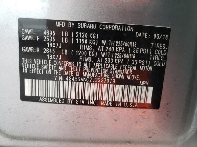 2018 SUBARU OUTBACK 2. 4S4BSANC2J3337079