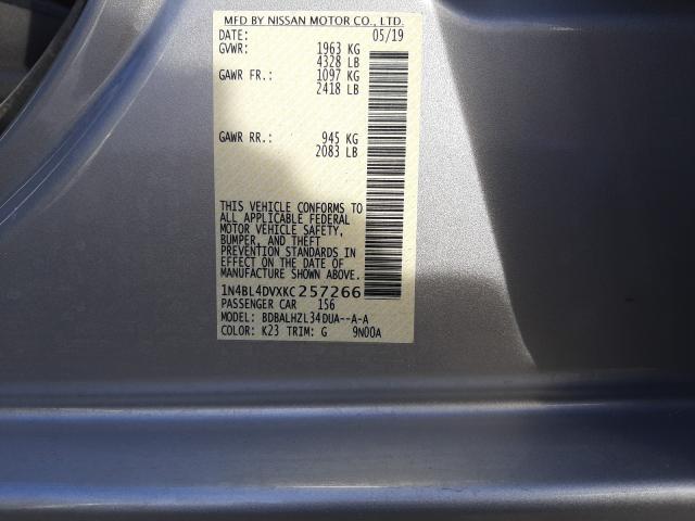 2019 NISSAN ALTIMA SV 1N4BL4DVXKC257266