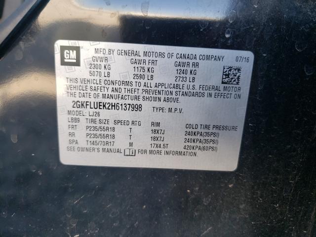 2017 GMC TERRAIN SL 2GKFLUEK2H6137998