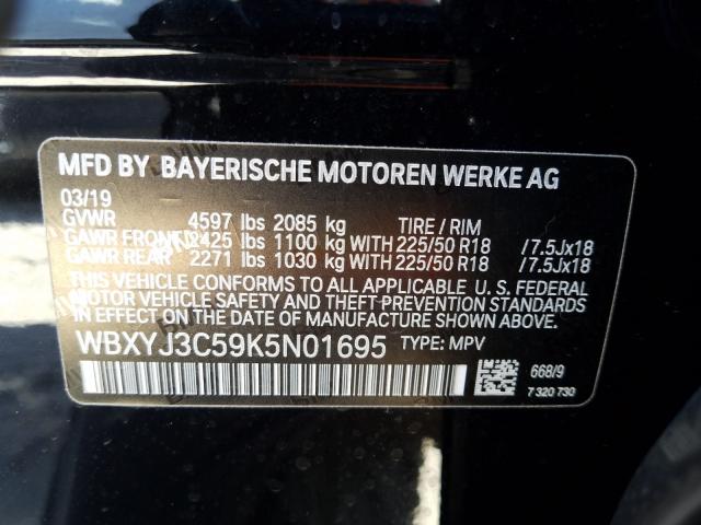 VIN WBXYJ3C59K5N01695 2019 BMW X2, Sdrive28I no.10