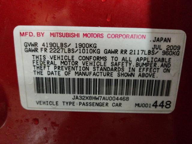 2010 MITSUBISHI LANCER GTS JA32X8HW7AU004468