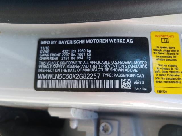 2019 MINI COOPER CLU WMWLN5C50K2G82257