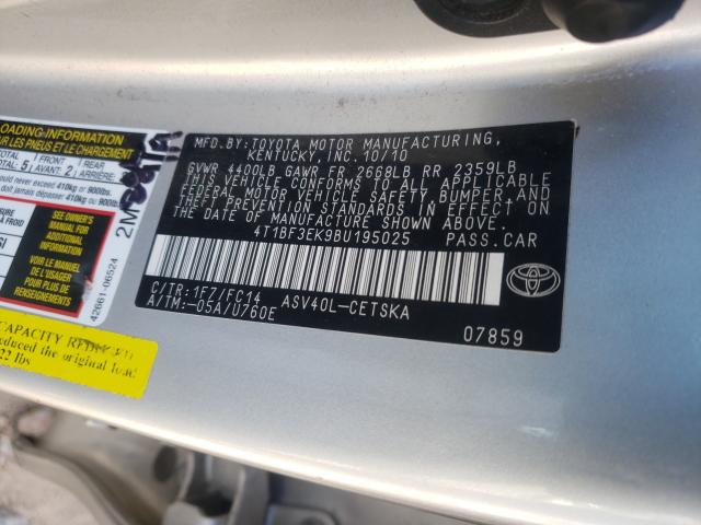 2011 TOYOTA CAMRY BASE 4T1BF3EK9BU195025