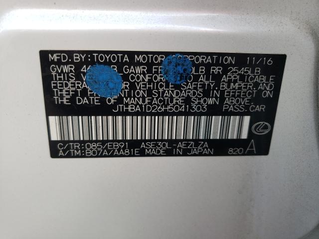 2017 LEXUS IS 200T JTHBA1D26H5041303