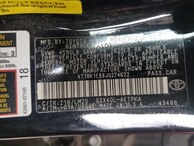 2018 TOYOTA AVALON XLE 4T1BK1EB8JU274622