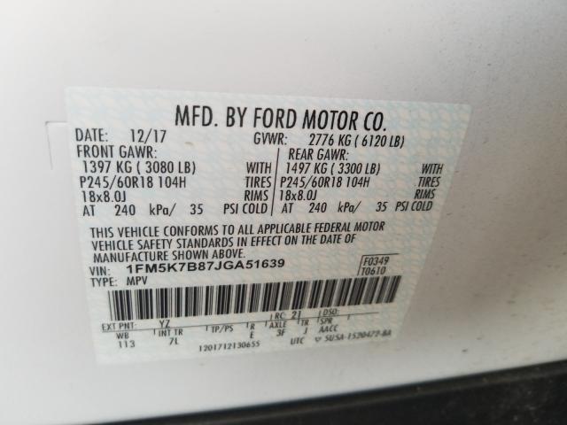 2018 FORD EXPLORER 1FM5K7B87JGA51639