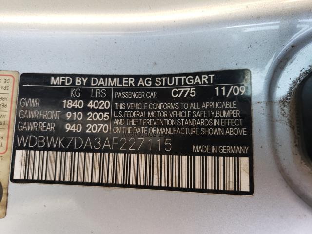 2010 MERCEDES-BENZ SLK 55 AMG WDBWK7DA3AF227115