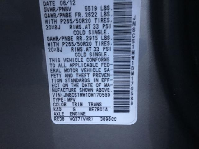 2013 INFINITI FX37 JN8CS1MW1DM170589