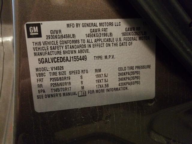 2010 BUICK ENCLAVE 5GALVCED6AJ155449