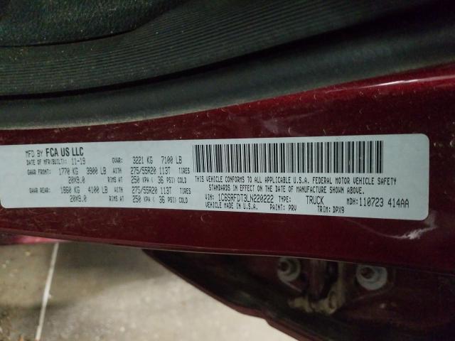 2020 RAM 1500 LARAM 1C6SRFDT3LN220222