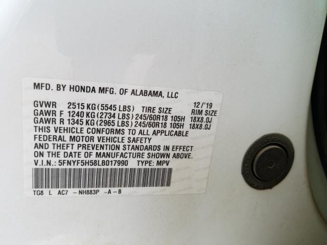 2020 HONDA PILOT EXL - 5FNYF5H58LB017990