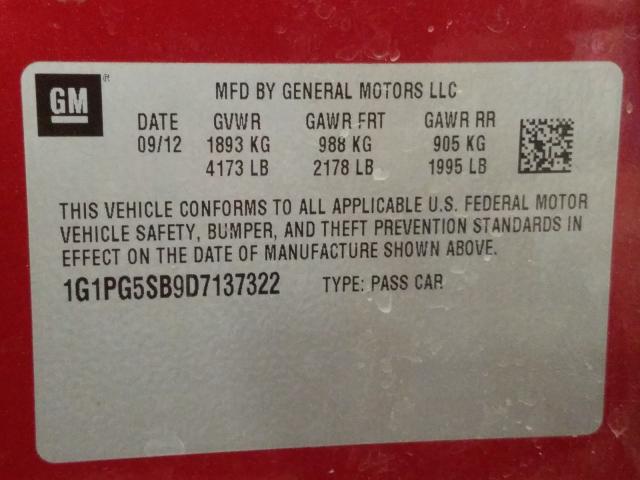 2013 CHEVROLET CRUZE LTZ 1G1PG5SB9D7137322