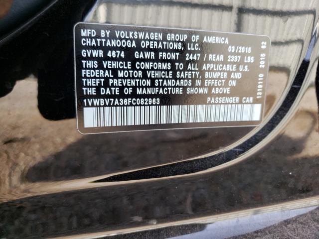 2015 VOLKSWAGEN PASSAT SE 1VWBV7A36FC082963