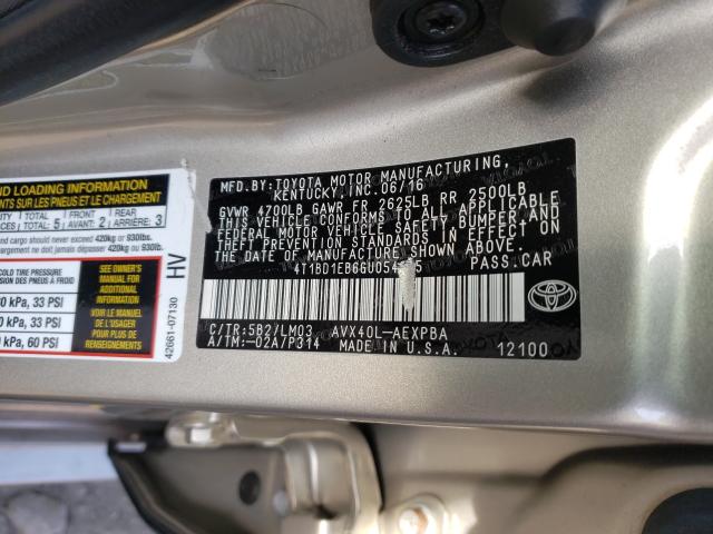 2016 TOYOTA AVALON HYB 4T1BD1EB6GU054835