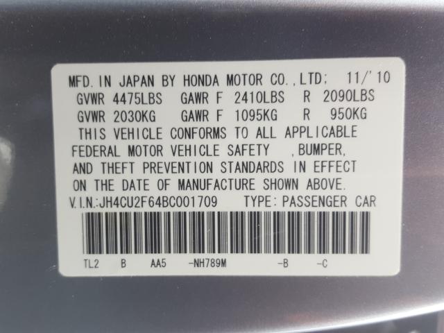 2011 ACURA TSX JH4CU2F64BC001709