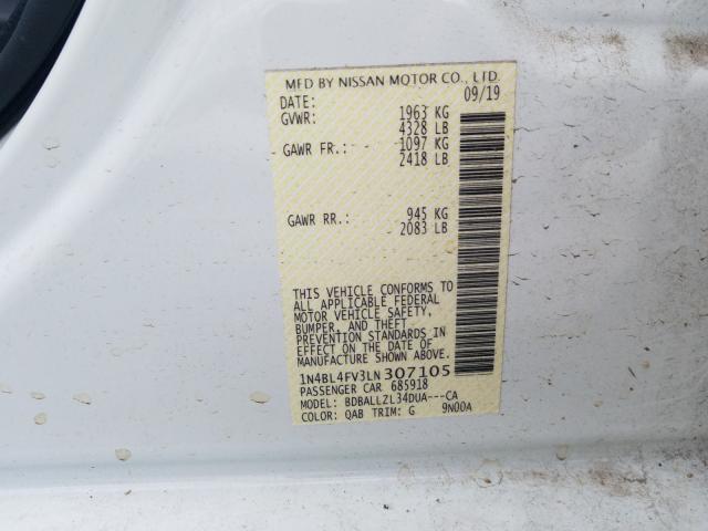 2020 NISSAN ALTIMA PLA 1N4BL4FV3LN307105