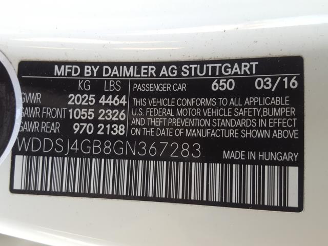 2016 MERCEDES-BENZ CLA 250 4M WDDSJ4GB8GN367283