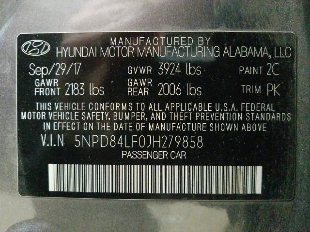 2018 HYUNDAI ELANTRA SE 5NPD84LF0JH279858