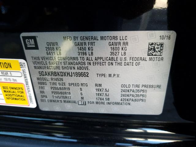 2017 BUICK ENCLAVE 5GAKRBKDXHJ189662