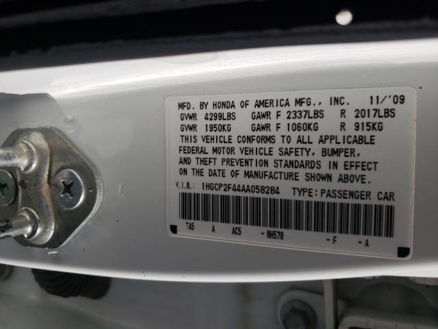 2010 HONDA ACCORD LXP 1HGCP2F44AA058284
