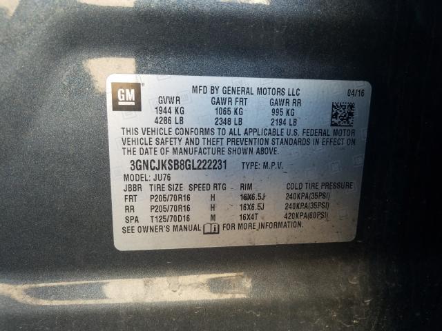 2016 CHEVROLET TRAX LS 3GNCJKSB8GL222231