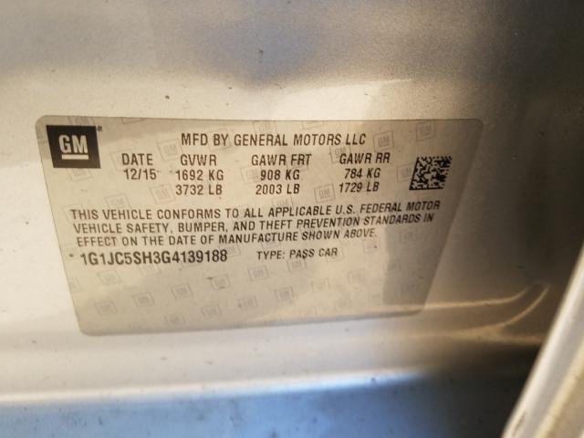 2016 CHEVROLET SONIC LT 1G1JC5SH3G4139188