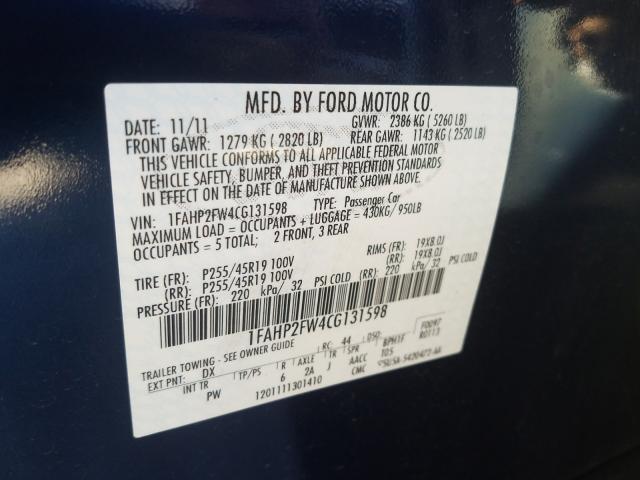 2012 FORD TAURUS LIM 1FAHP2FW4CG131598