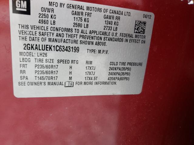 2012 GMC TERRAIN SL 2GKALUEK1C6343199