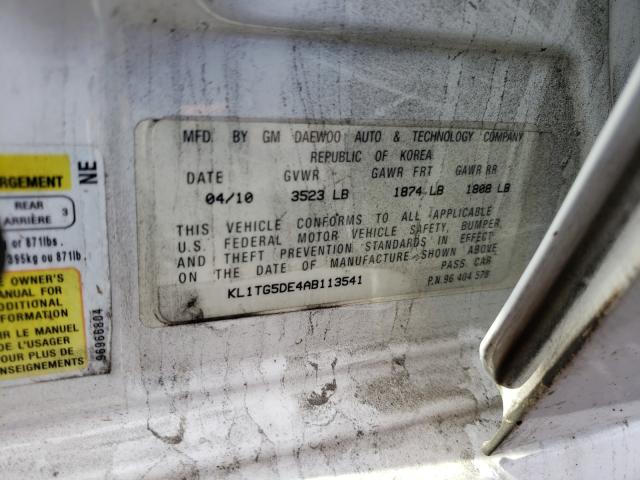 2010 CHEVROLET AVEO LT KL1TG5DE4AB113541