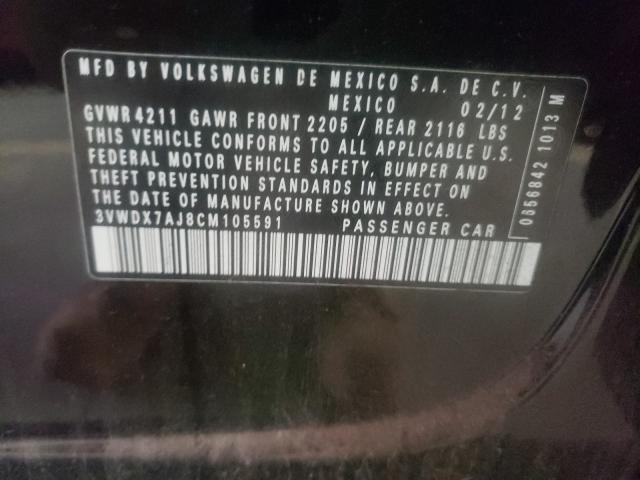 2012 VOLKSWAGEN JETTA SE 3VWDX7AJ8CM105591