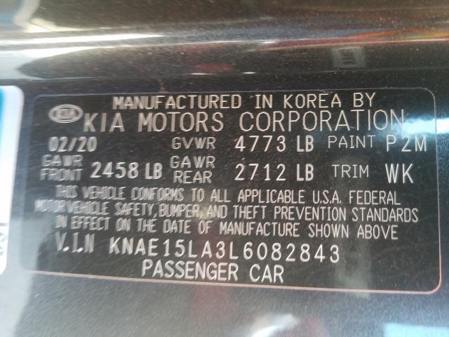 2020 KIA STINGER KNAE15LA3L6082843