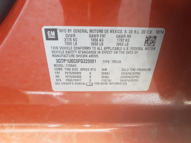 2015 GMC SIERRA C15 3GTP1UEC6FG220981