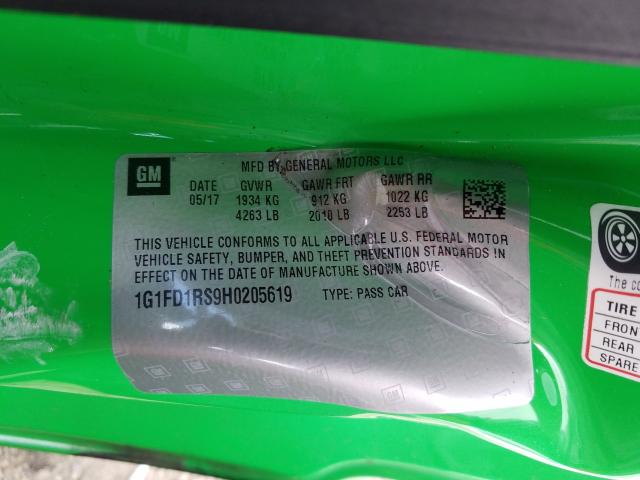 2017 CHEVROLET CAMARO LT 1G1FD1RS9H0205619