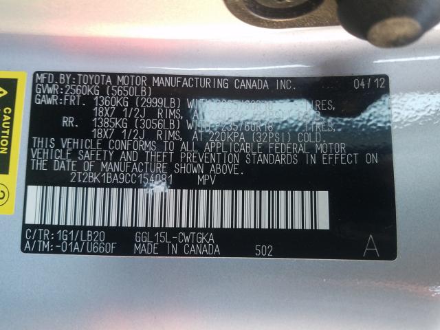 2012 LEXUS RX 350 2T2BK1BA9CC154081