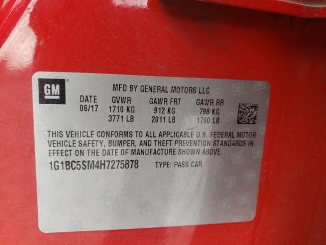 2017 CHEVROLET CRUZE LS 1G1BC5SM4H7275878