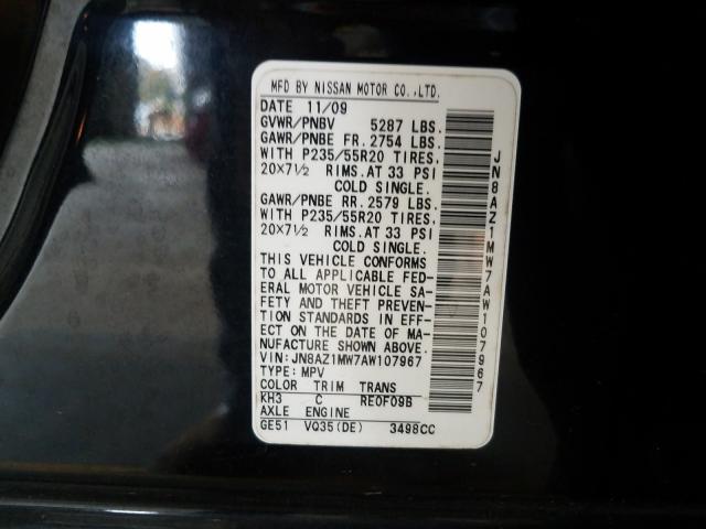 2010 NISSAN MURANO S JN8AZ1MW7AW107967