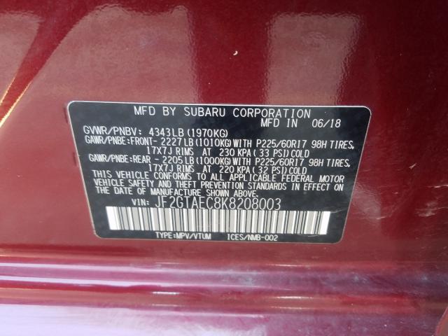 2019 SUBARU CROSSTREK JF2GTAEC8K8208003