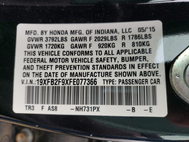 2015 HONDA CIVIC EXL 19XFB2F9XFE077366