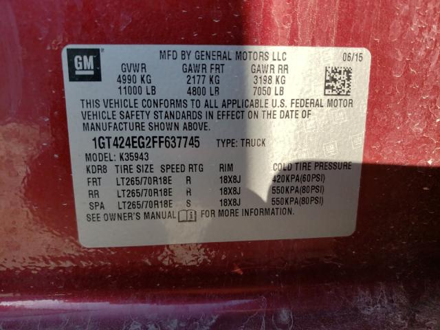 2015 GMC SIERRA K35 1GT424EG2FF637745